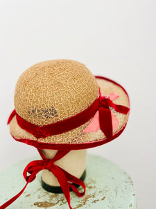 Vintage 1930s french velvet sun hat