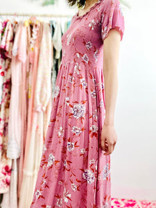 Vintage pink floral babydoll dress