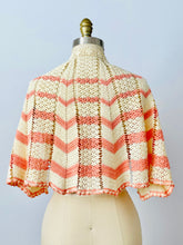Load image into Gallery viewer, Vintage 1930s crochet lace cape/apron pastel colors
