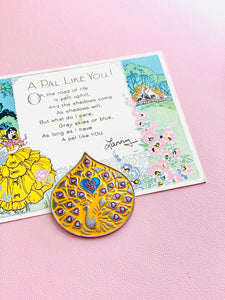 Vintage Anna Sui Peacock Brooch w Rhinestones