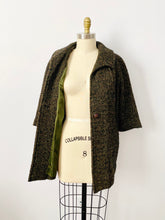 Load image into Gallery viewer, Vintage 1960s olive green tweed coat
