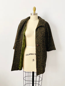 Vintage 1960s olive green tweed coat