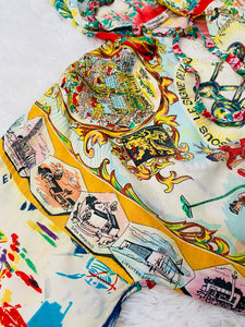Vintage 1960s novelty print hooded rayon top