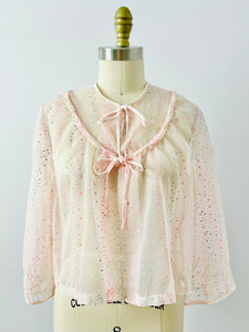Vintage 1930s pink confetti bed jacket