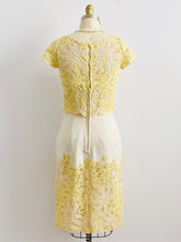 Load image into Gallery viewer, 1960s Butter Yellow Battenburg Lace Dress Made in Belgium
