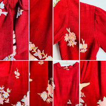 Load image into Gallery viewer, Vintage 1949s Red Embroidered Dress Oversized Ribbon Bow
