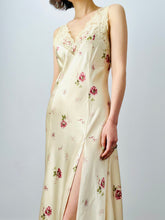 Load image into Gallery viewer, Vintage pink satin floral lingerie dress
