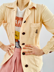 Vintage 1940s monogrammed jacket apricot color blouse
