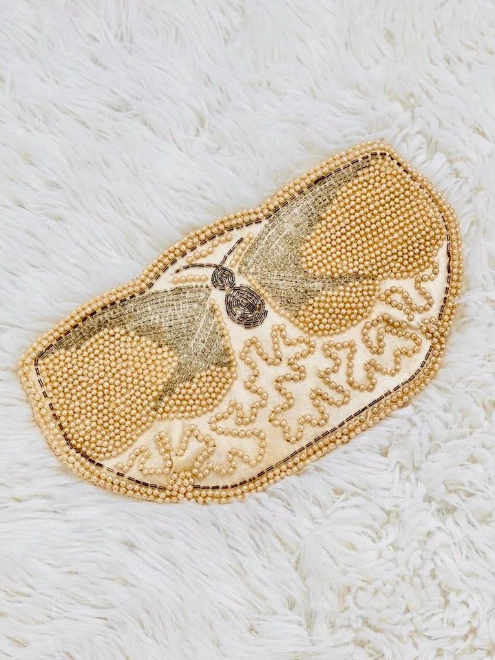 1940s Pearls Beaded Butterfly Purse Vintage Evening Bag