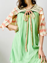 Load image into Gallery viewer, Vintage 1930s crochet lace cape/apron pastel colors
