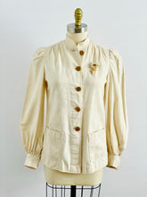 Load image into Gallery viewer, Vintage 1970s white linen jacket s balloon sleeves
