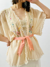 Load image into Gallery viewer, Vintage 1920s pastel embroidered bed jacket
