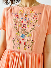 Load image into Gallery viewer, 1950s style orange embroidered dress
