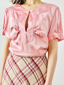 Vintage candy pink satin top