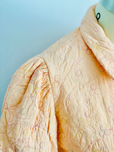 Load image into Gallery viewer, Vintage 1930s Peach Color Embroidered Rayon Crepe Bed Jacket

