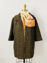 Load image into Gallery viewer, Vintage 1960s olive green tweed coat

