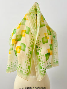 Vintage 1930s green silk scarf