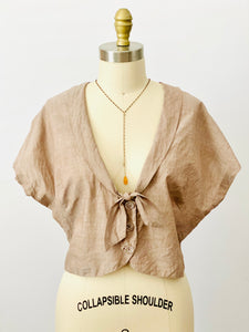Vintage 1940s chestnut color front bow tie top