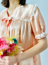 Load image into Gallery viewer, Vintage peachy pink satin babydoll lingerie dress
