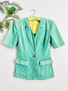 Vintage 1940s turquoise corduroy jacket