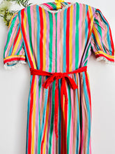 Load image into Gallery viewer, Vintage 1970s rainbow colors taffeta dress
