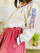 Load image into Gallery viewer, Vintage 1970s raspberry pink corduroy skirt with pockets
