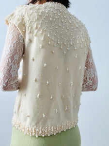 Vintage 1950s pearl beaded vest