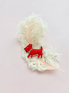 Vintage 1940s red Scottie dog brooch animal pin