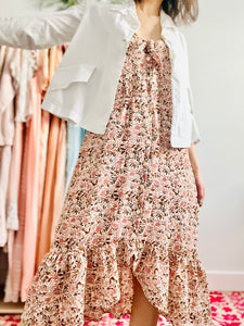 Pink floral ruffled dress