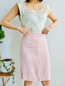 1960s Pink Linen Dress Set Audrey Hepburn Style