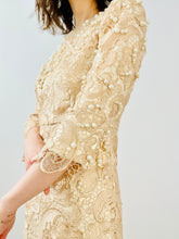 Load image into Gallery viewer, Vintage pearls embellished lace dress
