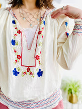 Load image into Gallery viewer, 1930s Hungarian Top Cotton Embroidered Peasant Blouse
