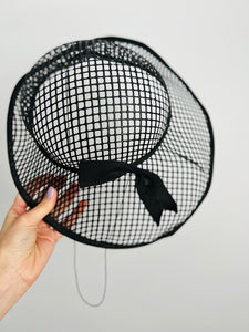 Vintage black mesh fascinator/hat