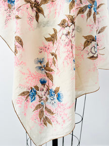 Vintage Parisian pink silk floral scarf