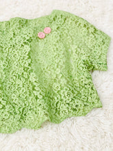 Load image into Gallery viewer, Vintage 1940s Lace Top Pink Buttons Scalloped Edge
