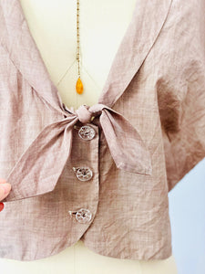 Vintage 1940s chestnut color front bow tie top