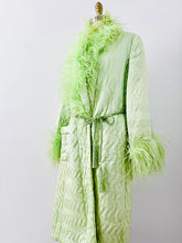 Load image into Gallery viewer, Vintage 1920s green boudoir robe w ostrich feathers
