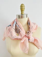Load image into Gallery viewer, Vintage pink novelty souvenir print scarf
