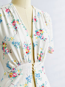Vintage 1930s Radcliffe Rayon Floral Lingerie Dressing Gown