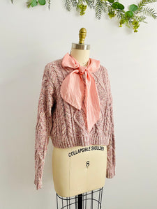 Vintage 1940s Pink Polka Dots Top w Ribbon Ties