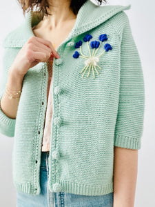 Vintage 1940s turquoise cardigan