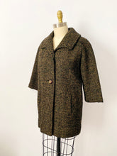Load image into Gallery viewer, Vintage 1960s olive green tweed coat
