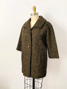 Vintage 1960s olive green tweed coat