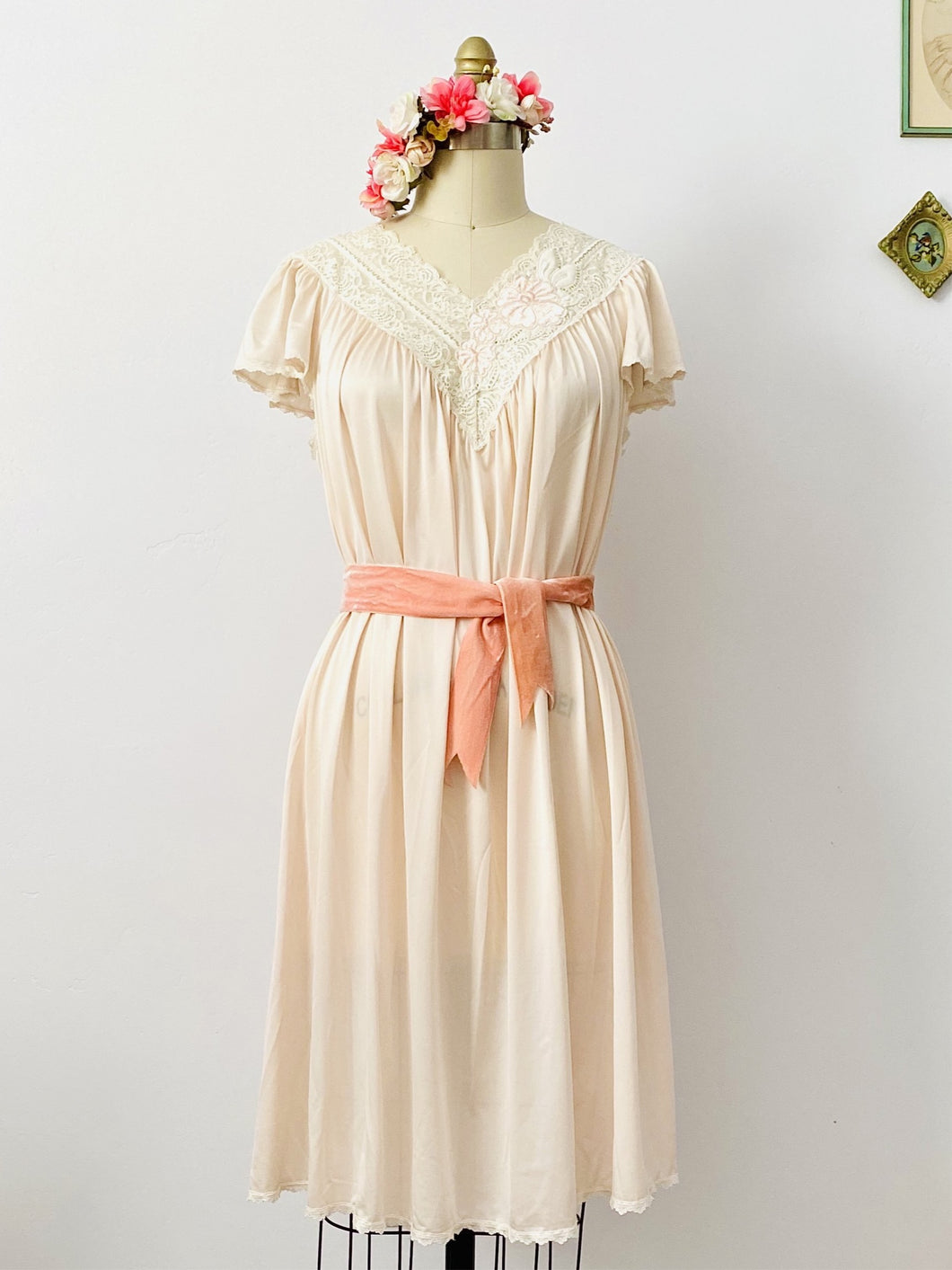 Vintage champagne pink night gown lingerie dress