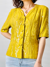 Load image into Gallery viewer, 1940s chartreuse rayon crepe top
