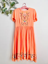 Load image into Gallery viewer, 1950s style orange embroidered dress
