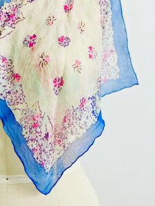 Vintage 1930s Dreamy Floral Silk Scarf