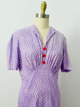 Load image into Gallery viewer, Vintage 1940s purple cotton novelty print
