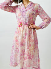 Load image into Gallery viewer, Vintage 1970s purple floral dress

