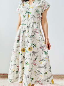 Vintage 1940s “Doves & Florals” novelty print dress